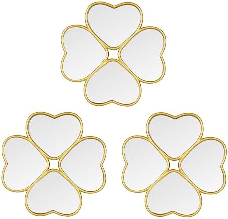 Small Decoritive Heart Wall Mirrors Set of 3, Decorative Four-Lea...