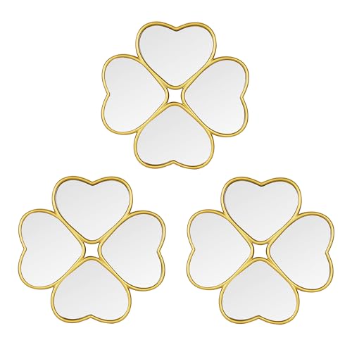 Set of 3 Decorative Wall Mirrors,Four-Leaf Clover Heart Mirrors f...