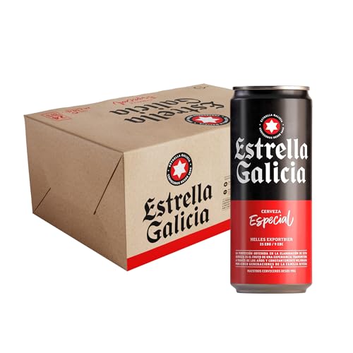 Estrella Galicia Especial - Cerveza Lager Especial, Pack de 24 Latas x 50 cl, Sabor Ligero y Amargo, Aroma a Lúpulo, 5,5% Volumen de Alcohol
