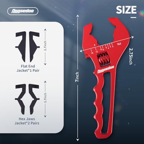 AOOSEDOO AN Fitting Wrench AN Fitting Tool AN Hose Fitting Wrench For 3AN-16AN Fittings Lightweight Aluminum Red (With Anti-scratching Jackets) - Image 3
