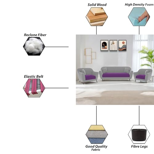 Image of Atticus 3+1+1 Seater Sofa Set for Living Room (Purple Grey Colour) Premium Fabric Sofa