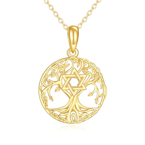 KECHO 14K Solid Gold Tree of Life Pendant Necklace 14K Real Gold Jewelry Anniversary Christmas Birthday Gifts for Women