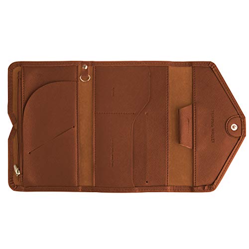 Preisvergleich Produktbild xperg Reisepasshülle mit RFID Blocker, Reisemappe, Reisebrieftasche, Passport Hülle Halter, Reisepass Schutzhülle Tasche für Kreditkarten, Ausweis und Reisedokumente, Braun