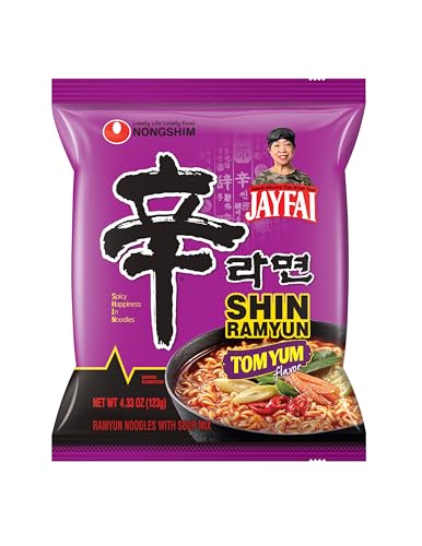 Image of Nongshim Shin Ramyun TomYum Jai Fai Instant Ramyun Noodles with Soup Mix, 4.33 Oz (Pack of 4)