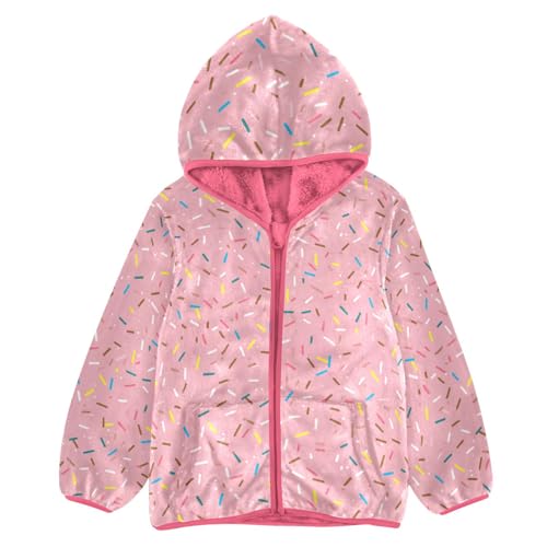 Powdered Sugar Toddler Fleece Jacket Baby Girls Hooded Zipper Long Sleeve Thick Warm Outerwear 3-10 Years