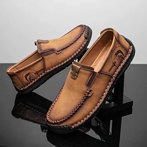Men Classic Leather Stitching Loafers Business Walking Breathable Casual Moccasin Comfortable Soft Shoes4