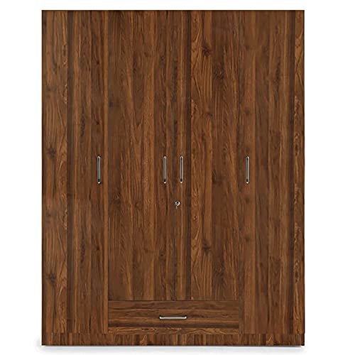 Image of Wakefit Wardrobe | 1 Year Warranty | Engineered Wood Almirah, Cupboard for Clothes Storage | 4 Door, 1 Drawer, 2 Hanging Space | Cashmere - Columbian Walnut