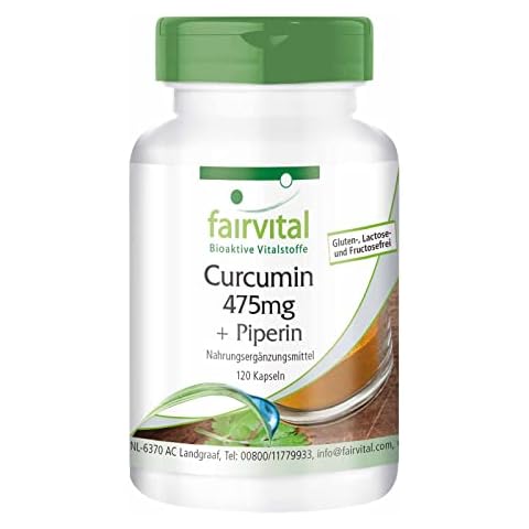 Fairvital | Kurkuma Kapseln - 500mg Curcuma Extrakt pro Kapsel - HOCHDOSIERT - Curcumin 95% mit Bioperin (Piperin) - 120 Kapseln Cover