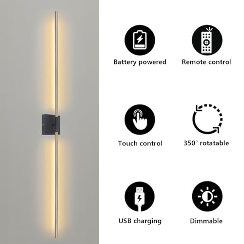 Apliques de pared LED modernos con control táctil regulable y lámpara giratoria 360° 4