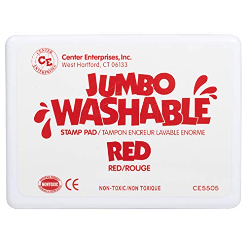 READY 2 LEARN Jumbo Washable Stamp Pad - Red - 6.2"L x 4.1"W - Non-Toxic - Fade Resistant - Ideal Size for Baby Handprints and Footprints