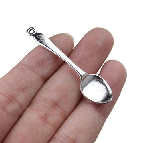 20 Pieces Miniature Spoon Charms, Vintage Tibetan Silver Style Mini Spoon Pendants for Jewellery Making - Image 4