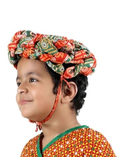 Image of BookMyCostume Kids Rajasthani Pagdi Indian Traditional Turban For Boys And Men - Multicolor
