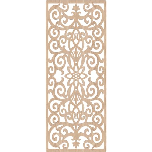 Image of Buel Decorative Pierced Fretwork Wood Wall Panels, 21 3 /8 inchW x 54 3 /8 inchH x 1 /4 inchT, Red Oak