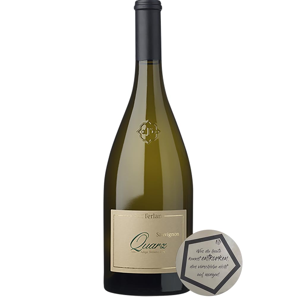 1 Flasche Kellerei Terlan - Sauvignon Blanc Quarz 2023 DOC - eleganter & mineralischer Weißwein - 0.75 l Premiumwein aus Südtirol (Alto Adige) - Cantina Terlano inkl. LOVEVINO Silver Button Sticker