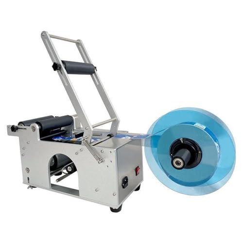 Máquina etiquetadora de botellas redondas, aplicador de etiquetas semiautomático para mascotas, botellas de plástico, vidrio y metal, aplicador de rollo de etiquetas ajustable