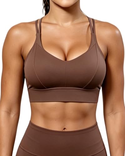 Image of Grace Form Sports Bra for Women Strappy Medium Support Push Up Padded Sports Bra for Running Workout Bra Yoga Bra