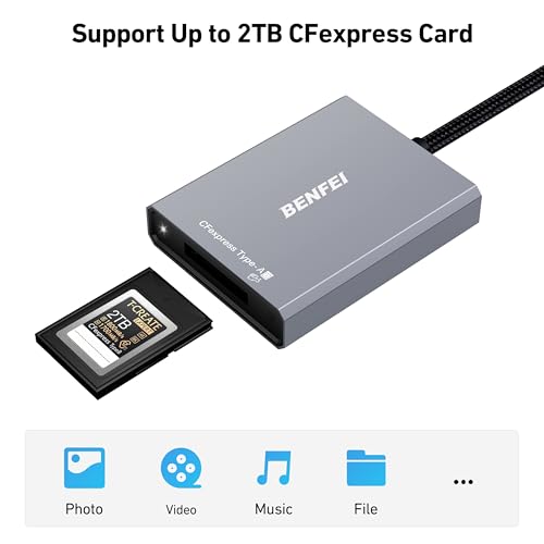 Image of BENFEI CFexpress Type A Card Reader with USB 3.2 (Gen 2) 10Gbps, USB-C&USB-A 2-in-1 Type A CFexpress Adapter, Compatible with Windows /Mac /Linux /Android