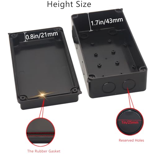 Image of Electrical Box, Outdoor Waterproof Box IP65 Junction Box with Reserved Holes,ABS Plastic Project Box Power Cord Enclosure Black 7.9 x 3.4 x 2.8 inch(200x100x70mm)