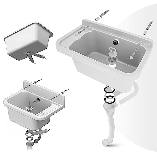 Évier de buanderie profond blanc 50 cm pour laver le linge encombrant sans éclabousser
