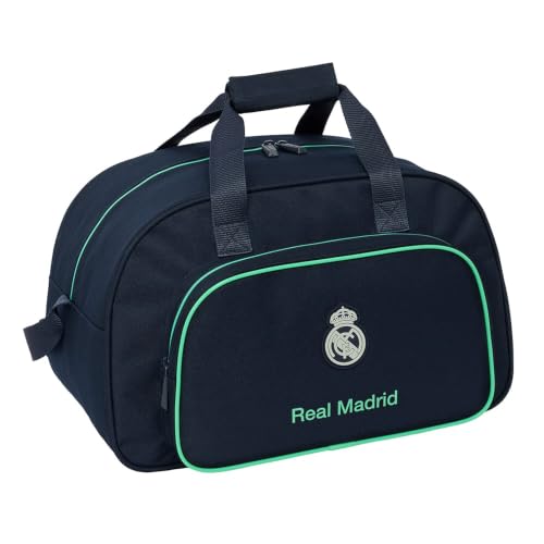 Safta - Bolsa de Deporte Real Madrid 2ª Equipación 25/26, Bandolera Ajustable y Asa Forrada, Bolsillo Frontal Grande, Cremallera con Doble Tirador, Medidas 40x23x24 cm