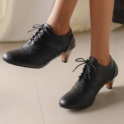 UFEDO Womens Chunky Low Heel Oxford Pumps Kitten Heel Lace Up Pumps US4-142