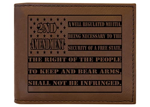 Rogue River Tactical USA American Flag 2nd Ammendment Constitution Men's Leather Bifold Wallet RFID Gift For Him Dad Father United States Billfold Patriotic