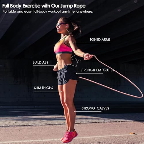 Image of Skipping Rope for Men, Women & Kids - Lightweight Tangle-Free Jump Rope with Soft Foam Anti-Slip Handles