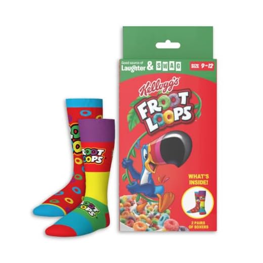 Kellogg's Froot Loops Cereal Pack de 2 calcetines en caja de embalaje