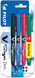 Pilot V-Sign Pen x 3 + 1 (BBR+G) Felt-Tip Pens Black/Blue/Red/Green