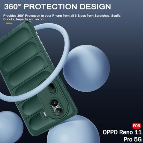Image of TheGiftKart Liquid Silicon Back Cover Case for Oppo Reno 11 PRO 5G | ShockProof Military Grade Protection | Micro-Fibre Cloth On Inner Side | Anti-Slip Grip Oppo Reno 11 PRO 5G Back Cover (TPU, Green)