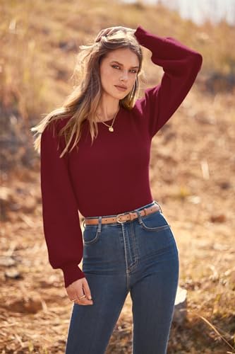 Image of MASCOMODA Womens Puff Long Sleeve Ribbed Sweater Bodysuits