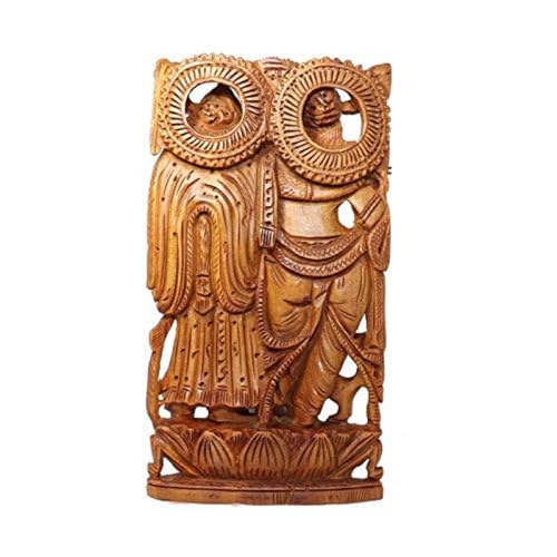Image of RDK Handcrafted Sandalwood Radha Krishna Jodi Idol Pure Chandan Wood Murti | Traditional Indian Spiritual Home Dcor & Religious Art for Puja, Home Temple & Gifting