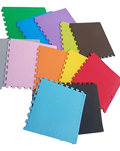 Kit 16 Tapetes Tatames Coloridos Eva 50cm X 50cm X 15mm C/Borda