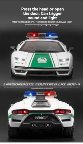 Image of 1:24 Lamborghini Countach LPI 800-4 Diecast Metal Pull-Back Car - 4 Openable Doors, Sound & Light - Luxury Toy Car & Gift for Kids & Collectors, Multicolor