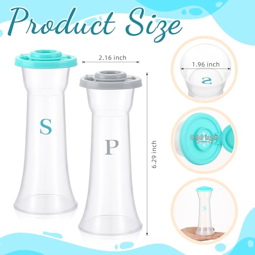 Image of Set of 2 Plastic Salt and Pepper Shakers with Lids Large Salt Shaker Pepper Container Vintage Tall Hourglass Camping Picnic Outdoors Travel Spice Set for Home Picnic Kitchen(Classic,Teal and Grey)