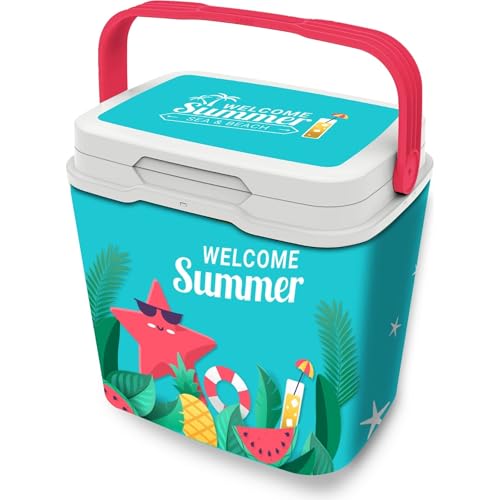 Nevera portátil 25L Decorada con asa Reforzada y Amplia Capacidad, Ideal para conservar Bebidas frías en Playa, Camping, jardín o excursiones, Compatible con Bolsa Nevera polarbox