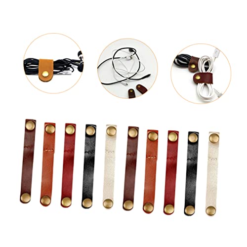 Angoily 20 piezas Clips para manejo de cables Organizadores de cable de cuero Bajo mesa Porta cables para mesa de noche miniatura 4