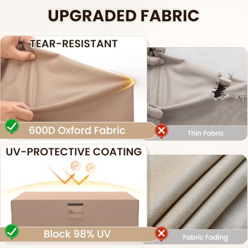 Image of Mrrihand Outdoor Patio Furniture Covers Waterproof 107 inchLx81 inchWx27.9 inchH 600D