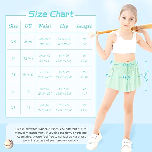 Girls Flowy Shorts Butterfly Shorts With Pocket 2-In-1 Athletic Shorts Running Shorts For Girls Kids Active Workout Sports (Light Green,Medium) #TOP5