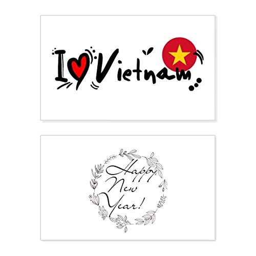 Tarjeta de felicitación de Vietnam para Año Nuevo con diseño de la bandera