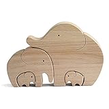 1Set Wooden Elephant Family Ornament Desktop Elephant Mother Child Decoration Elephants Collectible Figurines for Home Office Bedroom Living Room