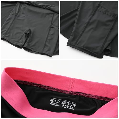 Image of Girls' 2-in-1 Flowy Butterfly Shorts with Pockets - Athletic Dance & Running Shorts Red Vaist for Ages 8-9