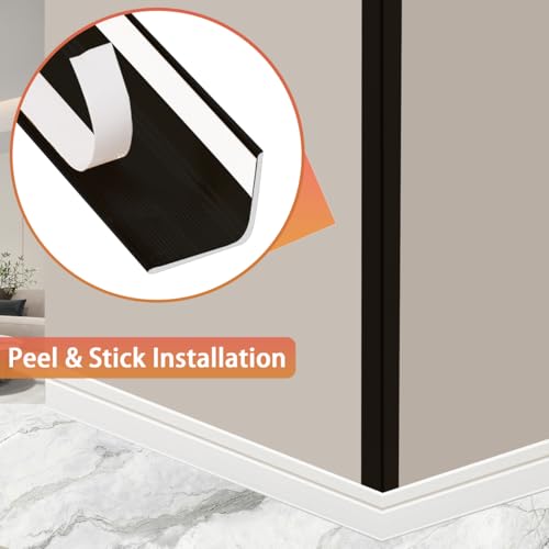 Image of QDYMXUN Aluminum Self Adhesive Wall Corner Guards, Peel and Stick L-Shaped Metal Protector Strips for Door Frame, Furniture Edge and Home Protection (Matte Black, 2pcs x 35''L x 0.8''W)