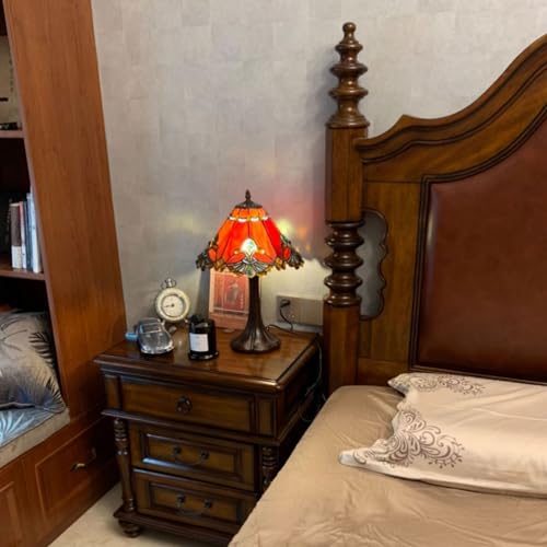 Image of Mission Lamp Shade Replacement Green Red White Tiffany Stained Glass Lampshade Only with Cap Fit for Table Lamp Floor Lamp Reading Desk Lamp Ceiling Pendant Light Chandelier,Red,13in