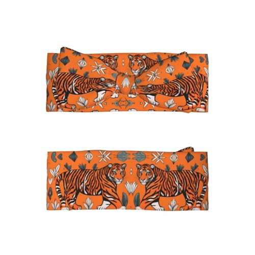 Orange tiger leopard Picture Baby Bow Headband Stretchy and Soft for Newborns, Infants, Toddlers, and Kids Girls2
