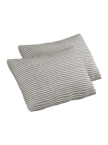 Image of 180 TC Pillow Cover Set of 2 | Pillow Cover Cotton 100% | Pillow Cover Set of 2 King Size | Wrinkle Free & Fade Resistance | Striped Pattern | Standard Size | All Season Use (Stripe Grey)