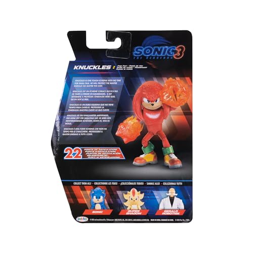 Sonic The Hedgehog Sonic 3 Movie Fire Fist Knuckles Spielzeugfigur von Jakks Pacific, 13 cm groß, hochbeweglich für Jungen/Mädchen… – Ansicht 8