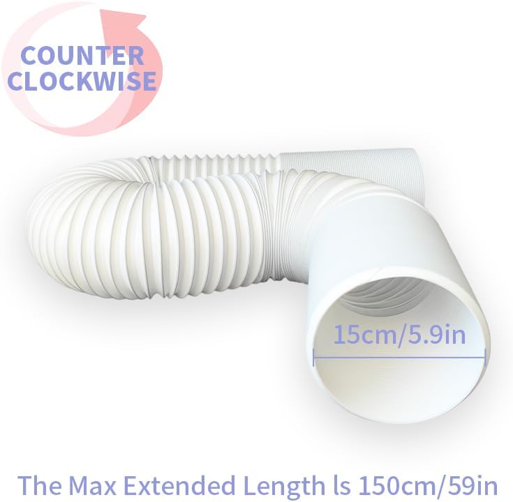 Miniatura 3 de Kit de ventilación de aire acondicionado portátil de 5.9 pulgadas con manguera de 59 pulgadas de longitud para ventana verticalhorizontal, sello