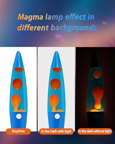 Image of Vanful Orange Liquid Motion Lamp 16 Inches for Adults and Kids, Blue Base Magma Lamp Set The Mood for Home Living Room Office Bedroom Decor, Magma Lamp Night Light Cool Present for Boys Girls Teens