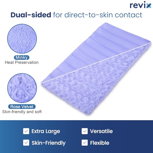 Image of REVIX Extra Large Heating Pad Microwavable for Back with Moist Heat, Microwave Heated Wrap for Full Back, Neck Shoulder and Muscles, Rose Velvet XXL Rice Bean Bag